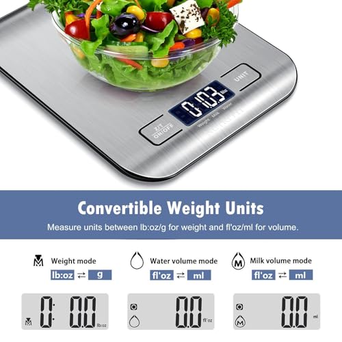 Food Scale, Kitchen Scales Digital Weight Food Grams and Ounces for Weight Loss Baking Cooking of NUTRI FIT, Max 11lb 1g Increment, Backlight LCD Smart Tare Stainless Steel, Easy to Use, AAA Battery - My Kitchen Products