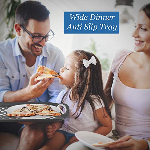 Food Trays for Eating on Couch - 2 Pack - Non Slip Dinner Trays for Eating Set of 2 Non Slip Serving Tray and Food Tray with Handles (Black & White) - My Kitchen Products