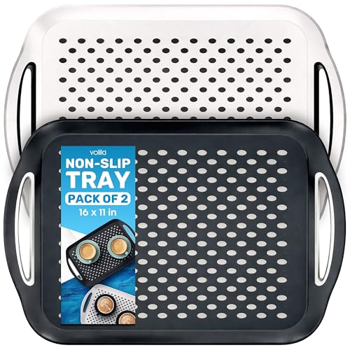 Food Trays for Eating on Couch - 2 Pack - Non Slip Dinner Trays for Eating Set of 2 Non Slip Serving Tray and Food Tray