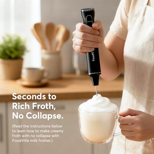 FoodVille MF06 Rechargeable Milk Frother 1800 Mah with 9 Speed and 3 Frother, LED Display Screen, Storage Stand, for Coffee Milk Foam, Cappuccino, Latte, Keto Diet, Protein Powder, Matcha, Bulletproof - My Kitchen Products