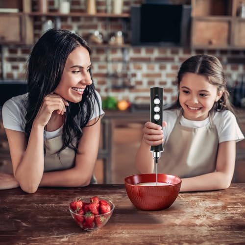 FoodVille MF09 3 in 1 Rechargeable Milk Frother Handheld Foam Maker with Charging Stand & 3 Stainless Steel Whisks (Black without Case) - My Kitchen Products