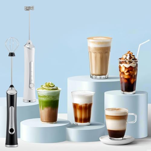 Freebala Handheld Electric Milk Frother with 2 Heads, Coffee Whisk Foam Mixer with USB Rechargeable 3 Speeds, Foam Maker Blender for Latte, Cappuccino, Hot Chocolate, Egg (Black) - My Kitchen Products