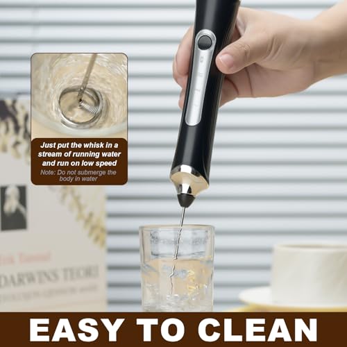 Freebala Handheld Electric Milk Frother with 2 Heads, Coffee Whisk Foam Mixer with USB Rechargeable 3 Speeds, Foam Maker Blender for Latte, Cappuccino, Hot Chocolate, Egg (Black) - My Kitchen Products