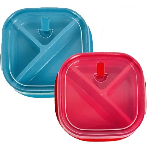 Freedom Farms Microwave Food Storage Tray Containers - 3-Compartment Divided Section - BPA Free Plates w/Vented Lid - For Leftovers or Lunch, Meal & Food Prep (2 Containers) - My Kitchen Products