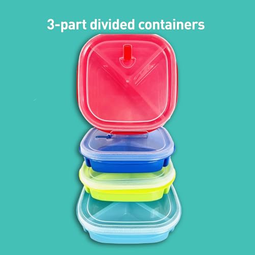 Freedom Farms Microwave Food Storage Tray Containers - 3-Compartment Divided Section - BPA Free Plates w/Vented Lid - For Leftovers or Lunch, Meal & Food Prep (2 Containers) - My Kitchen Products