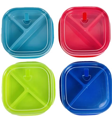 Freedom Farms Microwave Food Storage Tray Containers - 3-Compartment Divided Section - BPA Free Plates w/Vented Lid - For Leftovers or Lunch, Meal & Food Prep (2 Containers) - My Kitchen Products
