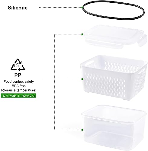 Freshmage Fruit Storage Containers for Fridge with Removable Colander, Airtight Food Storage Container, Dishwasher Safe Produce Saver for Refrigerator, Keep Berry Fruit Fresh Longer 4 pcs Small Clear - My Kitchen Products
