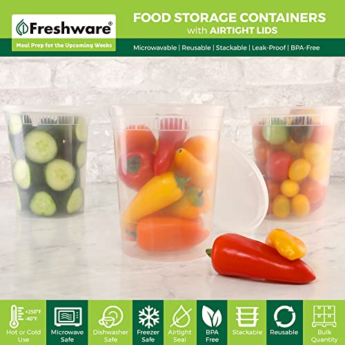 Freshware Food Storage Containers [24 Set] 32 oz Plastic Deli Containers with Lids, Slime, Soup, Meal Prep Containers | BPA Free | Stackable | Leakproof | Microwave/Dishwasher/Freezer Safe - My Kitchen Products