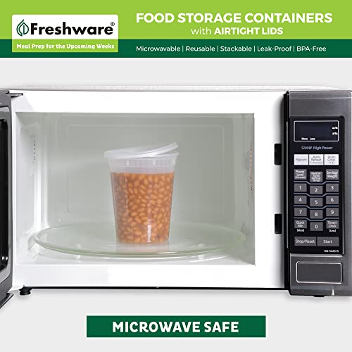 Freshware Food Storage Containers [24 Set] 32 oz Plastic Deli Containers with Lids, Slime, Soup, Meal Prep Containers | BPA Free | Stackable | Leakproof | Microwave/Dishwasher/Freezer Safe - My Kitchen Products