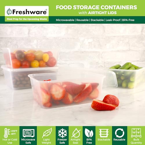 Freshware Food Storage Containers [50 Set] 25 oz Plastic Deli Containers with Lids, Slime, Soup, Meal Prep Containers, BPA Free, Stackable, Leakproof, Microwave, Dishwasher and Freezer Safe - My Kitchen Products