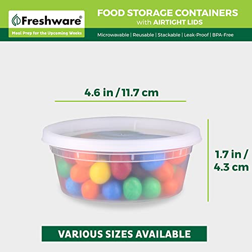 Freshware Food Storage Containers [50 Set] 8 oz Plastic Deli Containers with Lids, Slime, Soup, Meal Prep Containers | BPA Free | Stackable | Leakproof | Microwave/Dishwasher/Freezer Safe - My Kitchen Products