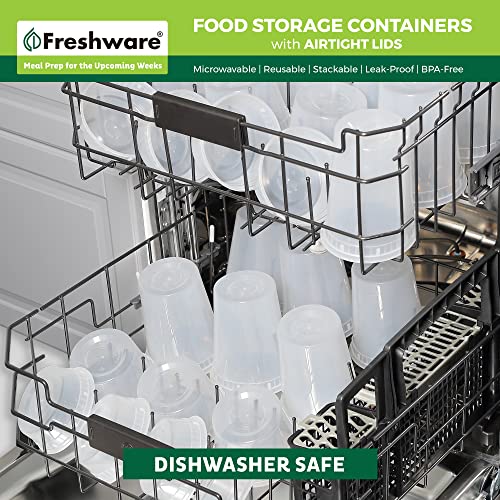 Freshware Food Storage Containers [50 Set] 8 oz Plastic Deli Containers with Lids, Slime, Soup, Meal Prep Containers | BPA Free | Stackable | Leakproof | Microwave/Dishwasher/Freezer Safe - My Kitchen Products