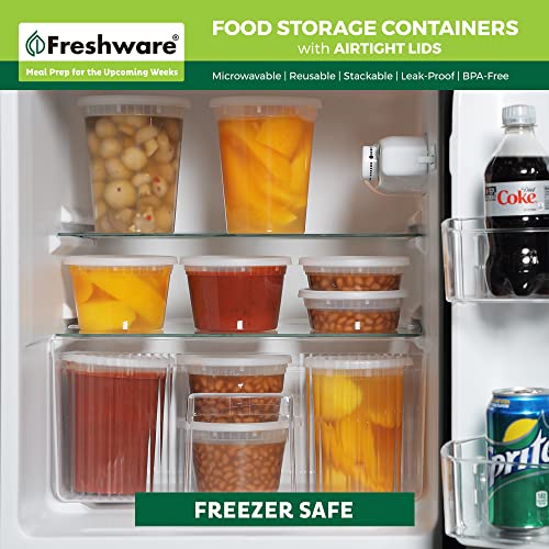 Freshware Food Storage Containers [50 Set] 8 oz Plastic Deli Containers with Lids, Slime, Soup, Meal Prep Containers | BPA Free | Stackable | Leakproof | Microwave/Dishwasher/Freezer Safe - My Kitchen Products