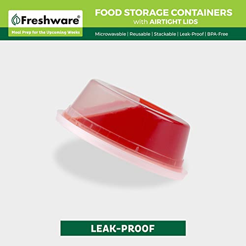 Freshware Food Storage Containers [50 Set] 8 oz Plastic Deli Containers with Lids, Slime, Soup, Meal Prep Containers | BPA Free | Stackable | Leakproof | Microwave/Dishwasher/Freezer Safe - My Kitchen Products