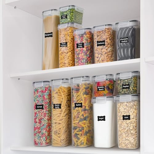 Freshware Kitchen Storage Containers with Lids, 48 PCS Airtight Food Storage Containers, Plastic Kitchen Containers, Pantry Containers for Cereal, Dry Food, Includes Labels, Marker & Measuring Spoons - My Kitchen Products