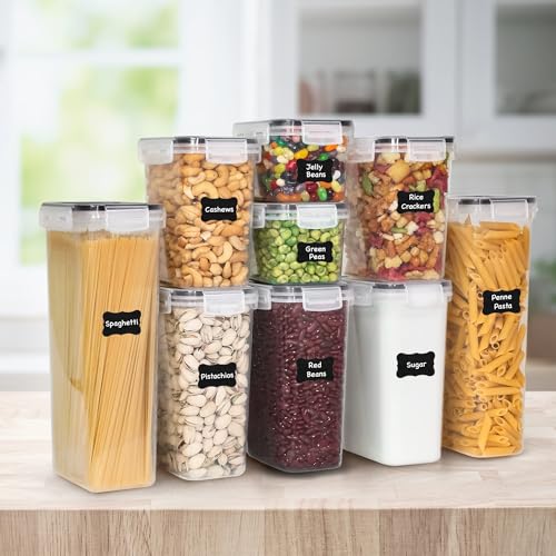 Freshware Kitchen Storage Containers with Lids, 48 PCS Airtight Food Storage Containers, Plastic Kitchen Containers, Pantry Containers for Cereal, Dry Food, Includes Labels, Marker & Measuring Spoons - My Kitchen Products