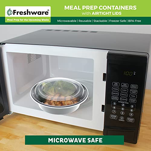 Freshware Meal Prep Bowl Containers [30 Pack] Plastic Bowls with Lids for Soup and Salad, Food Storage Bento Box, BPA Free, Stackable, Lunch Boxes, Microwave/Dishwasher/Freezer Safe (28 oz) - My Kitchen Products
