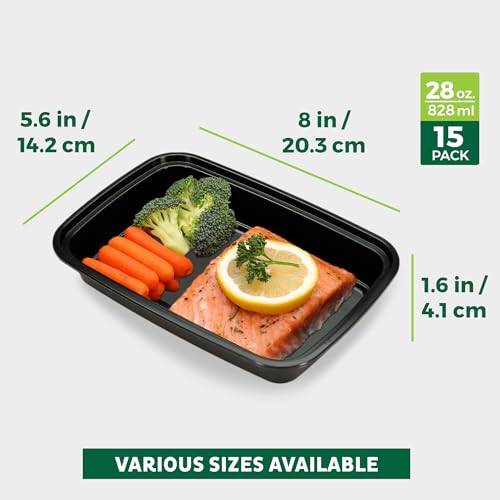 Freshware Meal Prep Containers 15 Count (Pack of 1) Compartment Food Storage Containers with Lids, Bento Box, BPA Free, Stackable, Microwave/Dishwasher/Freezer Safe (28 oz) (Color May Vary) - My Kitchen Products