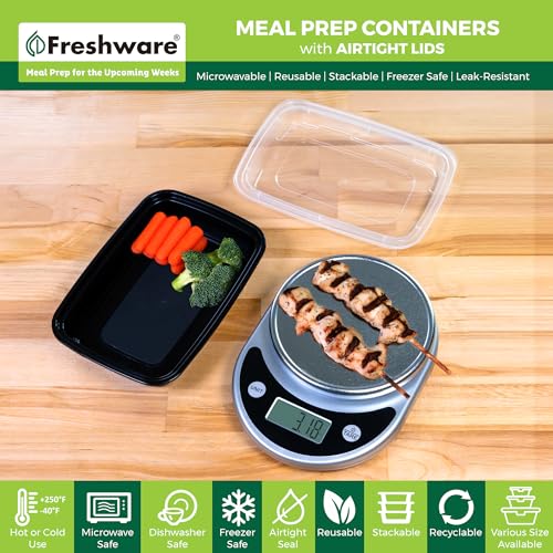 Freshware Meal Prep Containers 15 Count (Pack of 1) Compartment Food Storage Containers with Lids, Bento Box, BPA Free, Stackable, Microwave/Dishwasher/Freezer Safe (28 oz) (Color May Vary) - My Kitchen Products