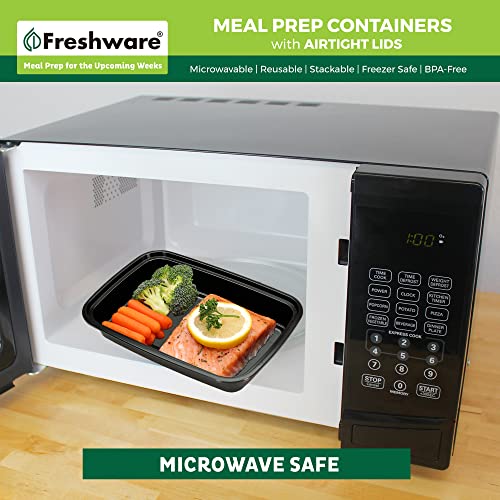 Freshware Meal Prep Containers [15 Pack] 1 Compartment Food Storage Containers with Lids, Bento Box, BPA Free, Stackable, Microwave/Dishwasher/Freezer Safe (28 oz) - My Kitchen Products