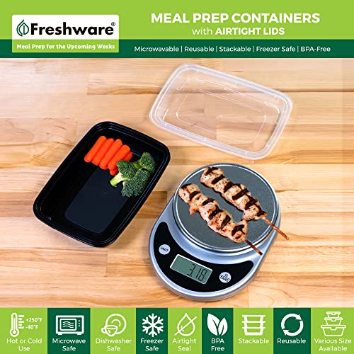 Freshware Meal Prep Containers [15 Pack] 1 Compartment Food Storage Containers with Lids, Bento Box, BPA Free, Stackable, Microwave/Dishwasher/Freezer Safe (28 oz) - My Kitchen Products
