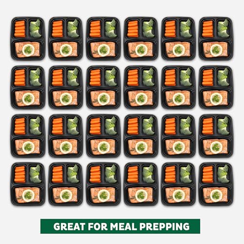 Freshware Meal Prep Containers [150 Pack] 3 Compartment with Lids, Food Containers, Lunch Box, Stackable, Bento Box, Microwave/Dishwasher Safe (32 oz) - My Kitchen Products