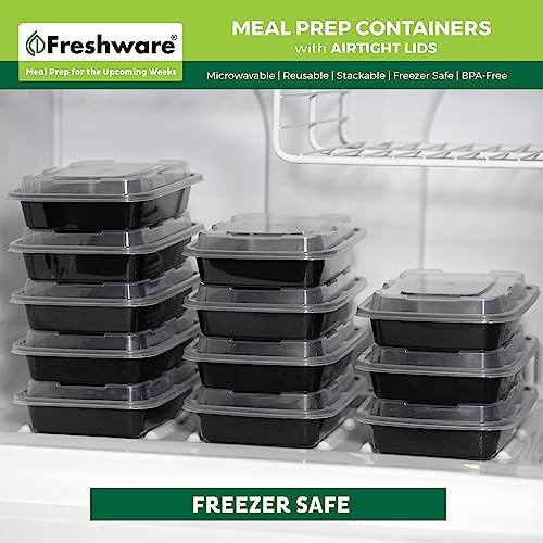 Freshware Meal Prep Containers [50 Pack] 1 Compartment with Lids, Food Storage Containers, Bento Box, BPA Free, Stackable, Microwave/Dishwasher/Freezer Safe (24 oz) - My Kitchen Products