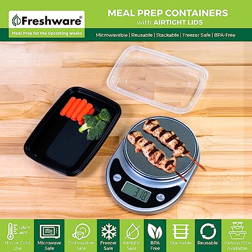 Freshware Meal Prep Containers [50 Pack] 1 Compartment with Lids, Food Storage Containers, Bento Box, BPA Free, Stackable, Microwave/Dishwasher/Freezer Safe (24 oz) - My Kitchen Products