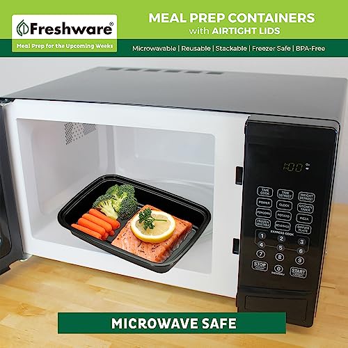 Freshware Meal Prep Containers [50 Pack] 1 Compartment with Lids, Food Storage Containers, Bento Box, BPA Free, Stackable, Microwave/Dishwasher/Freezer Safe (24 oz) - My Kitchen Products