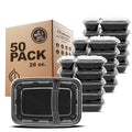 Freshware Meal Prep Containers [50 Pack] 2 Compartment with Lids, Food Storage Containers, Bento Box, BPA Free, Stackable, Microwave/Dishwasher/Freezer Safe (28 oz) - My Kitchen Products