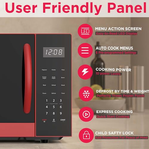 FRIGIDAIRE EMW953RED Microwave Oven, 900 Watts with 10 Power Levels, Red - My Kitchen Products