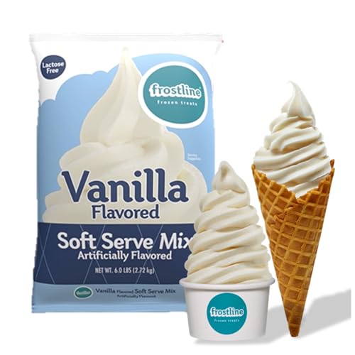 Frostline Vanilla Soft Serve Ice Cream Mix, Lactose & Gluten Free - Just Add Water, Dairy, or Dairy Free Alternative, Use with Blender, Countertop Ice Cream Maker, Soft Serve Machine - 6 lb Bag - My Kitchen Products