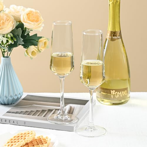 FrutPunch Champagne Flutes, Champagne Glasses Set of 2, 8.5OZ, Elegant High-Foot Champagne Glasses, Sparkling Wine Glasses, Perfect for Family Gatherings, Birthdays, Weddings, Anniversaries - My Kitchen Products
