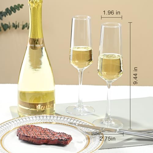 FrutPunch Champagne Flutes, Champagne Glasses Set of 2, 8.5OZ, Elegant High-Foot Champagne Glasses, Sparkling Wine Glasses, Perfect for Family Gatherings, Birthdays, Weddings, Anniversaries - My Kitchen Products