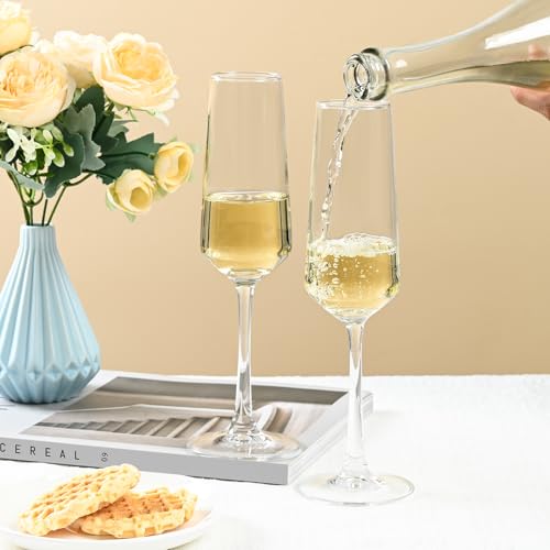 FrutPunch Champagne Flutes, Champagne Glasses Set of 2, 8.5OZ, Elegant High-Foot Champagne Glasses, Sparkling Wine Glasses, Perfect for Family Gatherings, Birthdays, Weddings, Anniversaries - My Kitchen Products