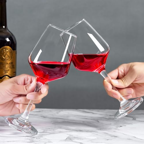 FrutPunch Red Wine Glasses Set of 2, Hand-Blown Crystal Clear Wine Glasses, 15OZ，Thin Rim, Long Stem, Perfect for White and Red Wine, Suitable for Parties, Weddings, Anniversaries - My Kitchen Products