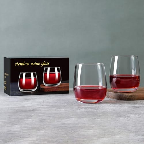 FrutPunch Stemless Wine Glasses, Stemless Wine Glass Set of 2, 12OZ Glasses, Suitable for Parties, an Ideal Wine Accessory Gift(2) - My Kitchen Products