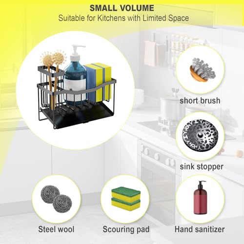 Fssvcd Maifan Sink Caddy Sponge Holder for Kitchen with Brush Holder and Stainless Steel Self Drain Tray, Rustproof Kitchen Sink Organizer for Sponge, Soap Dispenser Storage Accessories - My Kitchen Products