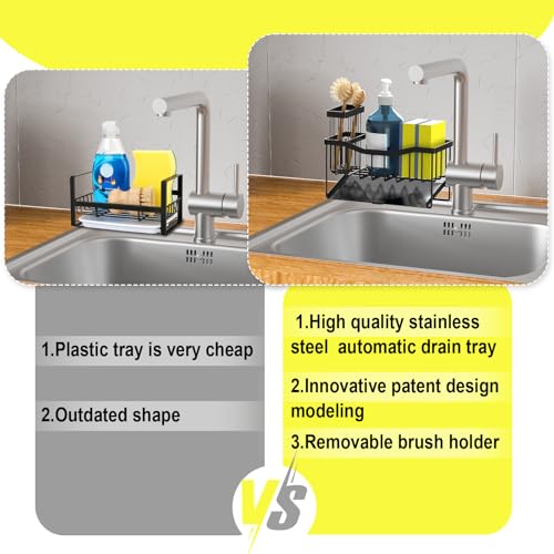 Fssvcd Maifan Sink Caddy Sponge Holder for Kitchen with Brush Holder and Stainless Steel Self Drain Tray, Rustproof Kitchen Sink Organizer for Sponge, Soap Dispenser Storage Accessories - My Kitchen Products