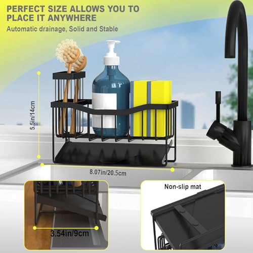 Fssvcd Maifan Sink Caddy Sponge Holder for Kitchen with Brush Holder and Stainless Steel Self Drain Tray, Rustproof Kitchen Sink Organizer for Sponge, Soap Dispenser Storage Accessories - My Kitchen Products