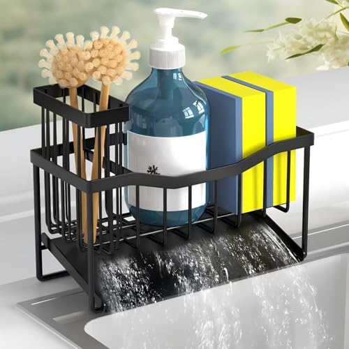 Fssvcd Maifan Sink Caddy Sponge Holder for Kitchen with Brush Holder and Stainless Steel Self Drain Tray, Rustproof Kitchen Sink Organizer for Sponge, Soap Dispenser Storage Accessories - My Kitchen Products