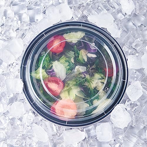 FULING 24 oz 50 ct Round Meal Prep Food Storage Containers with Lids To Go Plastic Lunch Plan Box Disposable Take Out Bowls Black BPA Free Reusable Durable Stackable Microwave Freezer Dishwasher Safe - My Kitchen Products