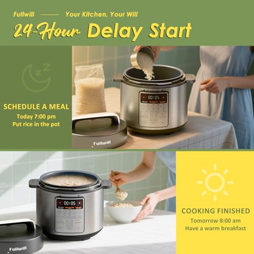 Fullwill 9-in-1 Electric Pressure Cooker, 12 Presets Instant Multi Cooker, Olla de Presion Nonstick Pot 6 Quarts Slow Cooker, Rice Cooker, Steamer, Sauté, Yogurt Maker, Warmer - My Kitchen Products