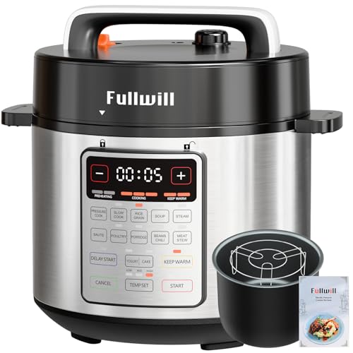 Fullwill 9-in-1 Electric Pressure Cooker, 12 Presets Instant Multi Cooker, Olla de Presion Nonstick Pot 6 Quarts Slow Cooker, Rice Cooker, Steamer, Sauté, Yogurt Maker, Warmer - My Kitchen Products