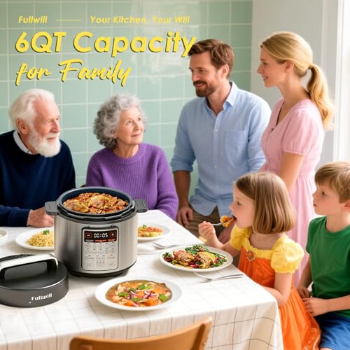 Fullwill 9-in-1 Electric Pressure Cooker, 12 Presets Instant Multi Cooker, Olla de Presion Nonstick Pot 6 Quarts Slow Cooker, Rice Cooker, Steamer, Sauté, Yogurt Maker, Warmer - My Kitchen Products