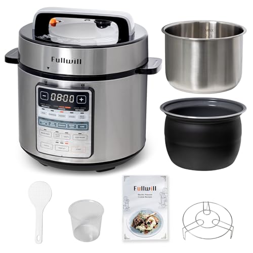 Fullwill Electric Pressure Cooker 6QT Dual Pots, 12 in 1 MultiFunction Cooker with 304 Stainless Steel & Ceramic Pots, Pressure Cook, Soup, Porridge, Yogurt, Meat Stew, Rice, Poultry, Beans and More - My Kitchen Products