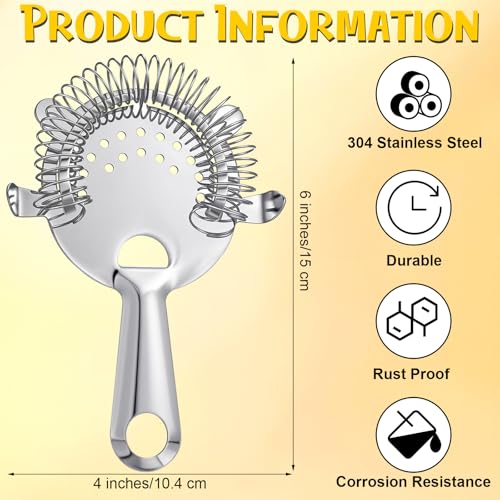 Funnymoom 16 Pack Cocktail Strainer 4 Prong Stainless Steel Bar Bartender Strainer 6 Inches Silver Bar Drink Tool for Bartenders and Mixologists - My Kitchen Products