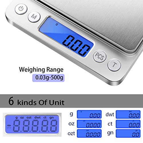 Fuzion Digital Gram Scale .01 Gram Accuracy, 500g Small Jewelry Scale, Mini Kitchen Food Scale for Herb, Powder, Gold, Coin - Weight Gram and Oz - My Kitchen Products