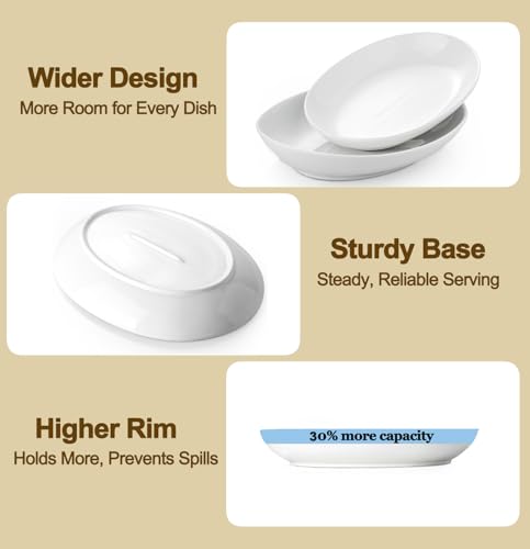 Gacoree Oval Serving Platters Set of 2 (14" & 12"), Large Wide Ceramic Serving Dishes for Entertaining, Turkey, Fish, Salad, Oven Safe White Porcelain Serving Plates - My Kitchen Products