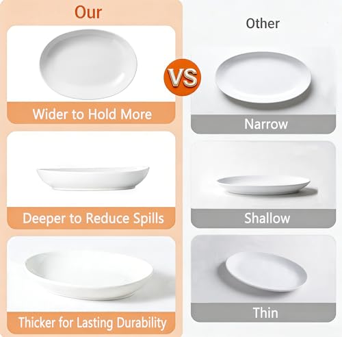 Gacoree Oval Serving Platters Set of 2 (14" & 12"), Large Wide Ceramic Serving Dishes for Entertaining, Turkey, Fish, Salad, Oven Safe White Porcelain Serving Plates - My Kitchen Products